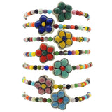 Dana Levy Porcelain Flower Charm Balagan Glass Bead Bracelet - Group Stack