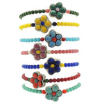 Dana Levy Porcelain Flower Charm Glass Bead Duo Bracelet - Group Stack