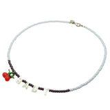 Dana Levy Cherry Baby Mother of Pearl Charm Glass Rocaille Bead Necklace - Baby Lilac / Grape 