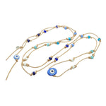 Dana Levy Aegean Talisman Leather Cord Lariat Necklace - Cornflower Blue Eye 