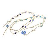 Dana Levy Aegean Talisman Leather Cord Lariat Necklace - Cornflower Blue Eye 