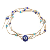 Dana Levy Aegean Talisman Leather Cord Lariat Necklace - Transparent Royal Blue Eye 