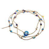 Dana Levy Aegean Talisman Leather Cord Lariat Necklace - Transparent Turquoise Eye 