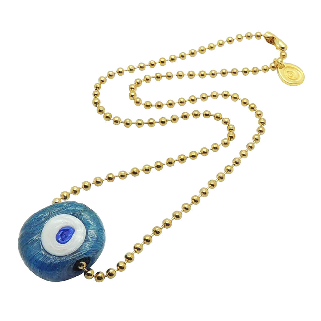 Dana Levy Aura Evil Eye Amulet Ball Chain Necklace - Transparent Turquoise
