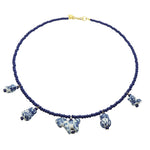 Dana Levy Blue & White Porcelain Pet Animal Charms Glass Rocaille Bead Necklace - Midnight Blue Beads