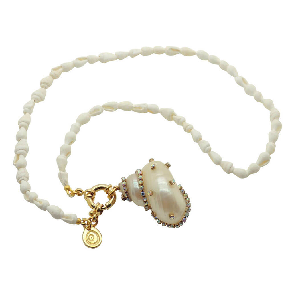 Dana Levy Coastal Glow Diamanté Conch Shell Necklace - Detail