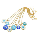 Dana Levy Evil Eye Disc Charm Duo Ball Chain Necklace - Trio of necklaces with mix of evil eye disc charm colours