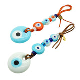 Dana Levy Glass Evil Eye Amulet Wall Hanging Duo - Opaque Turquoise and Opaque White. 