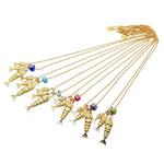 Dana Levy Goldfish Trio Charm Ball Chain Necklace - Group Multicolour Evil Eye Mix