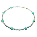 Dana Levy Howlite Skull Charm Wave Beaded Necklace with Turquoise Skull Charms, Ivory Howlite Wave Beads and Turquoise Glass Beads. 
