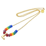 Dana Levy Initial Alphabet Charm Rainbow Candy Ball Chain Necklace - Letter L