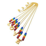 Dana Levy Initial Alphabet Charm Rainbow Candy Ball Chain Necklaces - Love 