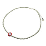 Dana Levy Limited Edition Multicolour Evil Eye Nugget Charm Wild Print Choker - Red Evil Eye Nugget Charm Zebra Print Beaded Choker.