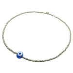 Dana Levy Limited Edition Multicolour Evil Eye Nugget Charm Wild Print Necklace - Transparent Turquoise Evil Eye Nugget on Zebra Print Necklace.