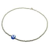Dana Levy Limited Edition Multicolour Evil Eye Nugget Charm Wild Print Necklace - Transparent Turquoise Evil Eye Nugget on Zebra Print Necklace.
