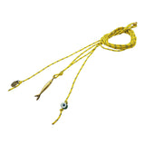 Dana Levy Lucky Catch Nautical Cord Necklace with an antique gold Fish and yellow nautical cord. 