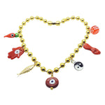 Dana Levy Maxi Lucky Charms Ball Chain Necklace - Gold Plate with Red Charm Mix 