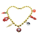 Dana Levy Maxi Lucky Charms Ball Chain Necklace - Gold Plate with Red Charm Mix 