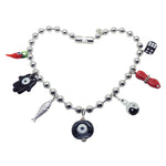 Dana Levy Maxi Lucky Charms Ball Chain Necklace - Silver Plate with Black Charm Mix 