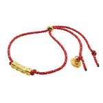 Dana Levy Mini Metallic Personalised Alphabet Cube Nautical Cord Bracelet - Gold Plated Goat on Red Nautical Cord Bracelet.