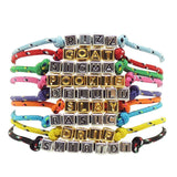 Dana Levy Mini Metallic Personalised Alphabet Cube Nautical Cord Bracelet - Group Stack.