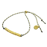 Dana Levy Mini Midas Alphabet Cube Personalised Multicolour Braid Cord Bracelet - Fearless with White/Black/Grey Cord. 