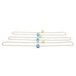 Dana Levy Mini Twin Aura Evil Eye Amulet Ball Chain Necklace - Trio of Colours: Cornflower Blue, White and Turquoise.