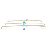 Dana Levy Mini Twin Aura Evil Eye Amulet Ball Chain Necklace - Trio of Colours: Cornflower Blue, White and Turquoise.