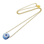 Dana Levy Mini Twin Aura Evil Eye Amulet Ball Chain Necklace - Opaque Cornflower Blue