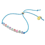 Dana Levy Personalised Name Alphabet Bead Mini Nautical Cord Bracelet - Happiness with turquoise cord. 