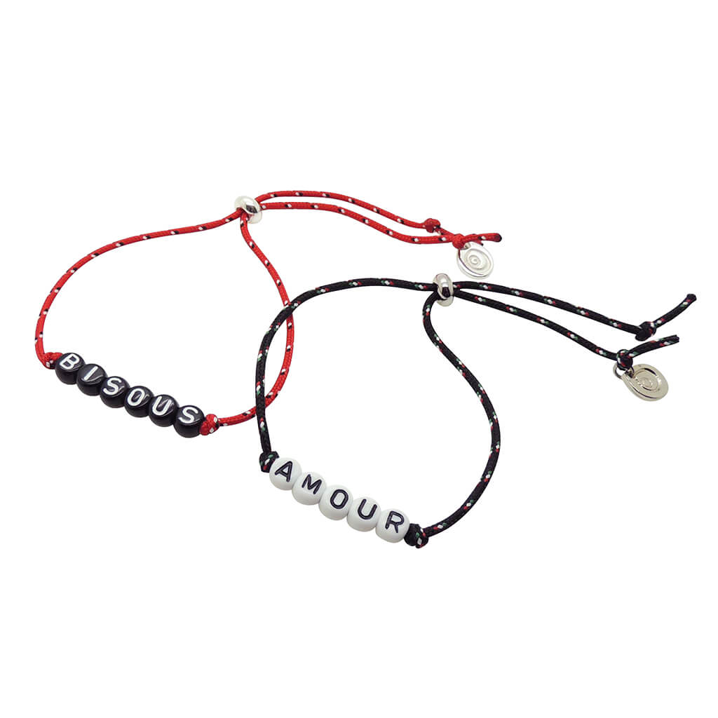 Dana Levy Personalised Name Alphabet Bead Mini Nautical Cord Bracelet - Bisous and amour bracelets. 