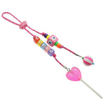 Dana Levy Personalised Name Candy Mix Bag Charm Rainbow Hello on Pink Cord Bright Pink Lollipop and Pink Evil Eye Charms
