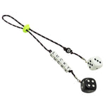 Dana Levy Personalised Name Lucky Dice Charm Duo Bag Charm that reads Lucky With White and Black Lucky Dice