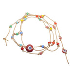Dana Levy Rainbow Evil Eye Talisman Leather Cord Lariat Necklace - Red Evil Eye 
