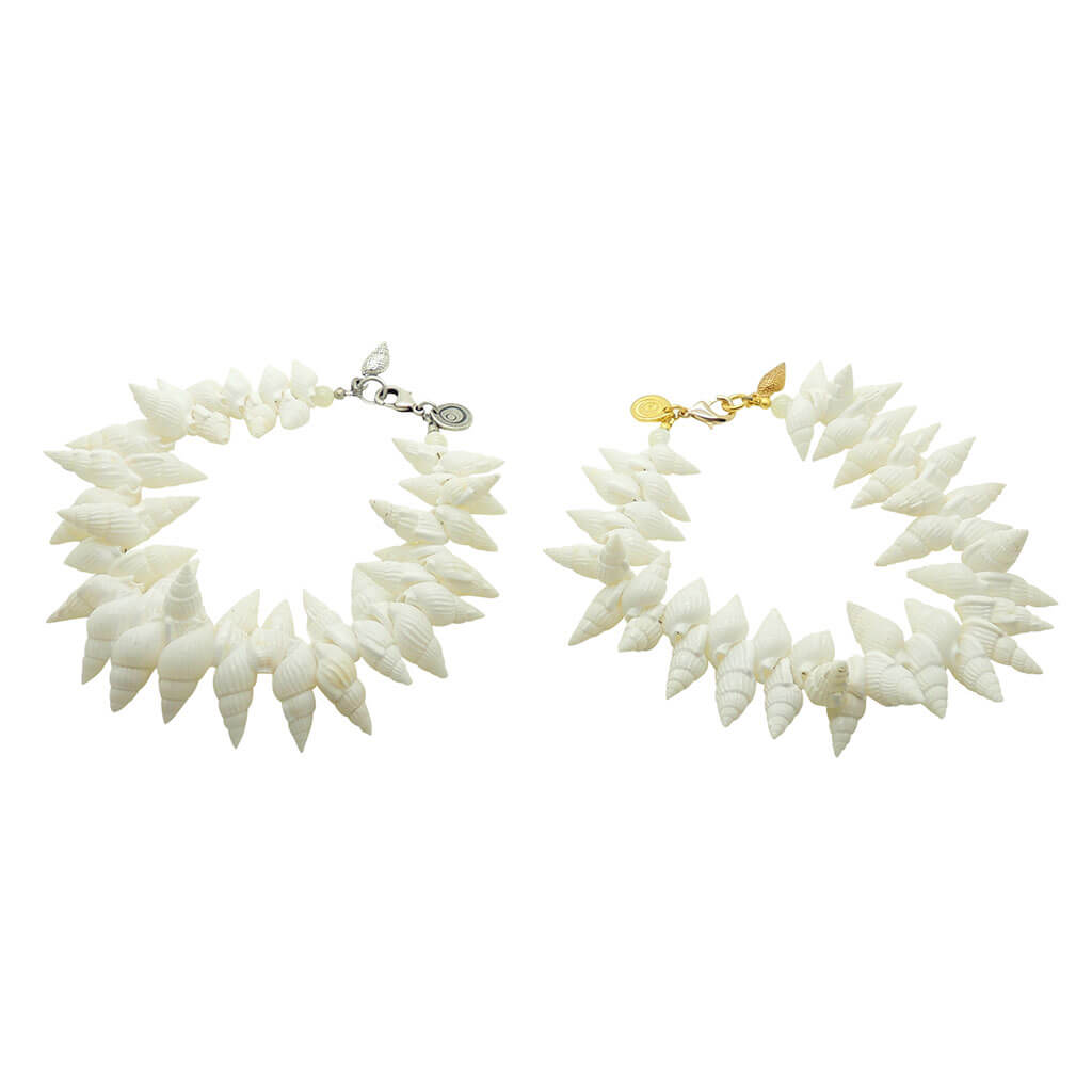 Dana Levy Seashell Treasure Charm Anklet Duo with gold and Antique silver plated charms and clasps