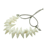 Dana Levy Seashell Treasure Charm Cord Bracelet with Silver Shell Charm and Metallic Silver faux leather cord