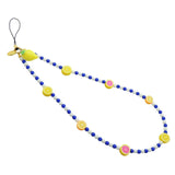 Dana Levy Sicilian Tutti Frutti Charm Two Tone Glass Bead Phone Wristlet Strap with Fruit Mix, Royal Blue and White Glass Bead Mix