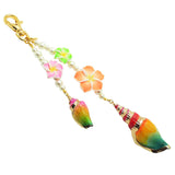 Dana Levy Tropical Flowers Rainbow Tulip Seashell Duo Keyring with a gold keyfob