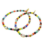 Dana Levy Enamel Evil Eye Amulet Balagan Glass Bead Bracelet - Red and Blue Duo