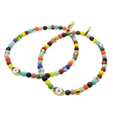 Dana Levy Enamel Evil Eye Amulet Balagan Glass Bead Bracelet - Red and Blue Duo