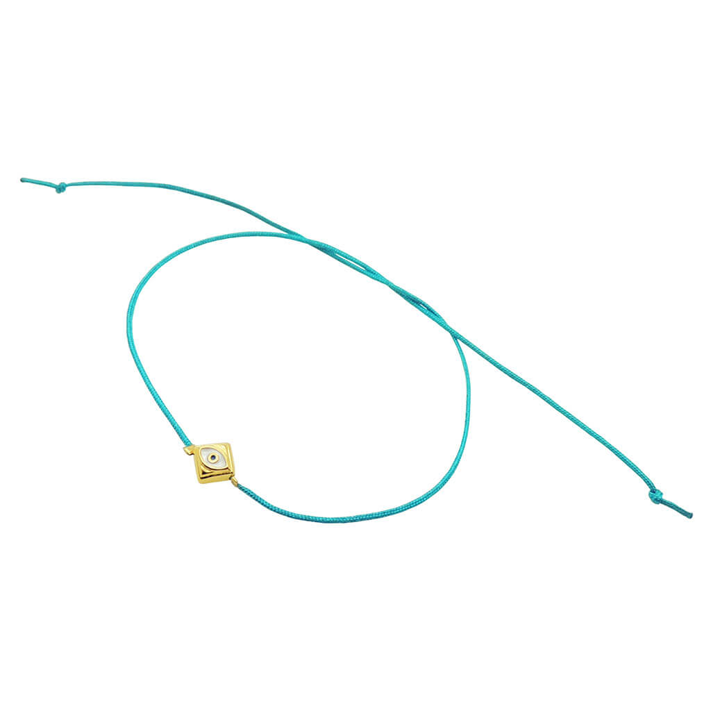 Dana Levy Enamel Evil Eye Diamond Charm Cord Bracelet - Turquoise
