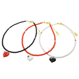 Dana Levy Evil Eye Bubble Heart Charm Glass Bead Choker - Trio