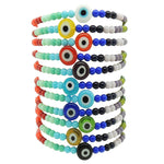 Dana Levy Evil Eye Charm Rainbow Glass Bead Bracelet - Group Stack