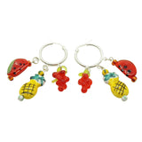 Dana Levy Frutta Fruity Charm Trio Mini Hoop Earrings - Silver Hoops Grape Charms 