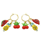 Dana Levy Frutta Fruity Charm Trio Mini Hoop Earrings - Gold Hoops Cherry Charms 