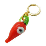 Dana Levy Glass Evil Eye Chilli Charm Huggie Earring - Gold / Red Evil Eye Chilli Charm