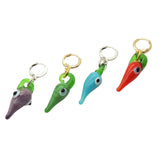 Dana Levy Glass Evil Eye Chilli Charm Huggie Earring - Purple Green Turquoise Red