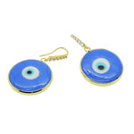 Dana Levy Glass Evil Eye Disc Diamante Hoop Earrings - Cornflower Blue Side