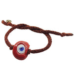 Dana Levy Large Evil Eye Nugget Glitter Cord Bracelet - Red Eye Copper Glitter Cord