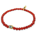 Dana Levy Mini Evil Eye Amulet Gemstone Bracelet - Gold Plate Carnelian